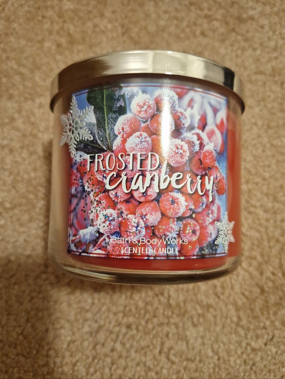 Bath & Body Works Frosted Cranberry Candle - Red